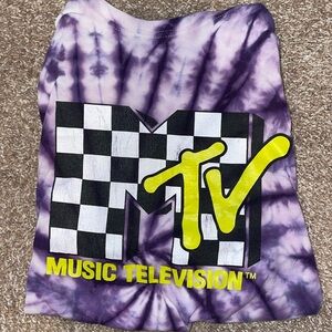 MTV purple and white Tye-dye shirt Size:M Medium, Short sleeved.